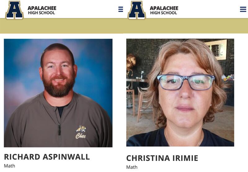 Richard Aspinwall and Christina Irmie both taught math at Apalachee High School, where they were killed in a shooting Wednesday along with two students.