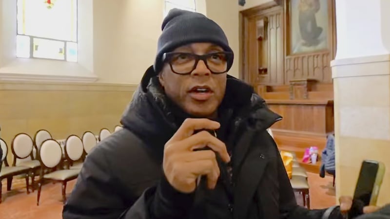 Dom Lemon inside a Minneapolis church.