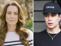 Kate Middleton, left, and Omid Scobie
