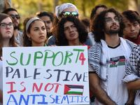 Students at the University of Central Florida hold a rally and march in support of Palestinians in Orlando