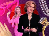 A photo illustration of Margot Robbie and Edie Falco.