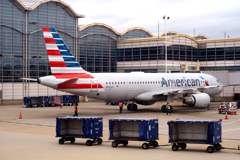 WASHINGTON, D.C. - APRIL 24, 2018: An American Airlines Airbus A320 passenger plane is serviced at a gate at Ronald Reagan Washington National Airport in Washington, D.C. (Photo by Robert Alexander/Getty Images)
