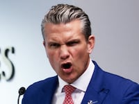 U.S. Defense Secretary Pete Hegseth speaks during a ceremony to honor Marines who served at Abbey Gate at Hamid Karzai International Airport in Kabul during the August 26, 2021, suicide bombing that killed 13 U.S. service members and roughly 170 Afghan civilians during the U.S. military evacuation from Afghanistan, at the Pentagon in Washington, D.C., U.S., August 26, 2026. REUTERS/Evelyn Hockstein