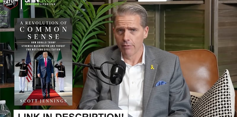 Scott Jennins promoting his book on The Officer Tatum Podcast.
