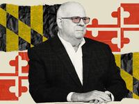 photo illo of larry hogan and Maryland flag