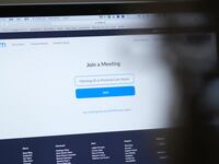 In this photo illustration, the website of Zoom Video Communications Inc is seen on April 4, 2020.