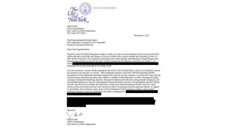 A photo including a memo from the city of new york police department