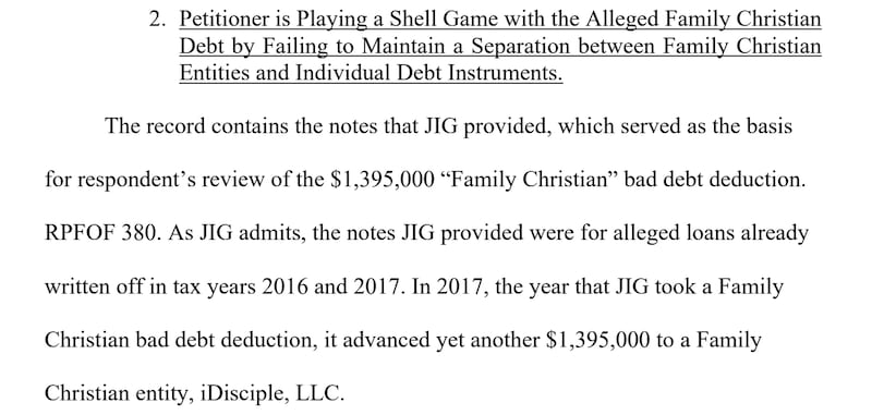 The IRS accused Jackson's company of playing a "shell game" as it sought to manipulate tax deductions.