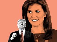 A photo illustration of Nikki Haley and Donald Trump