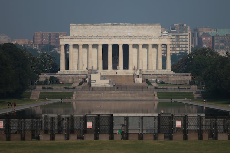 Security fencing was set up across Washington including near the Lincoln Memorial ahead of the Army's 250th birthday parade and celebration around the National Mall on June 13, 2025.