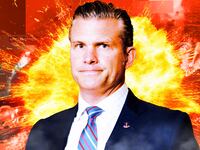 A photo illustration of Pete Hegseth and screen grabs from boat strikes off the coast of Venezuela.