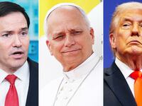 Marco Rubio, Pope Leo, and Donald Trump composite.
