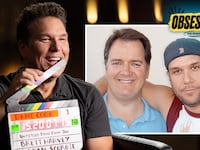 A photo illustration of Dane Cook in Funny Money: The Dane Cook Story.