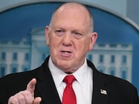 White House 'border czar' Tom Homan speaks during the daily briefing in the Brady Briefing Room of the White House in Washington, DC, on April 28, 2025.