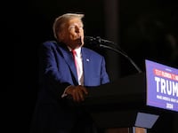 Republican presidential candidate and former U.S. President Donald Trump speaks during a campaign rally.