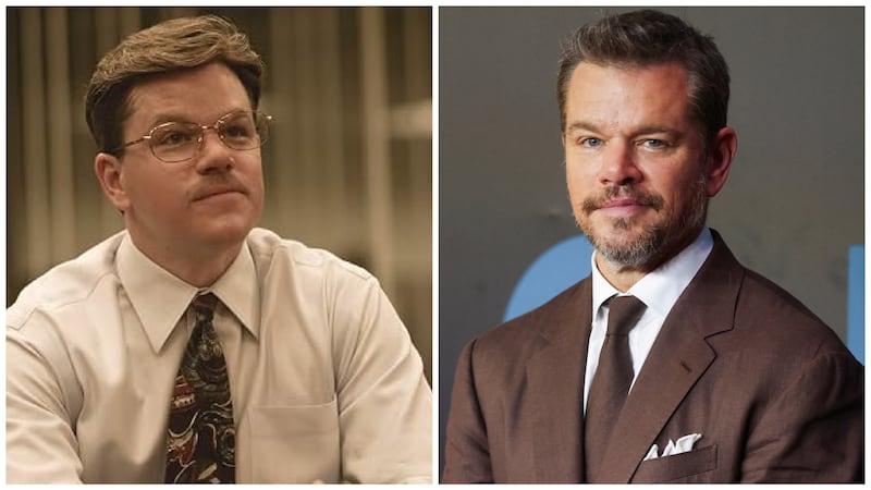Matt Damon in "The Informant!" and in 2026 on a red carpet.
