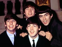 CIRCA 1964: Rock and roll band "The Beatles" pose for a portrait wearing suits in circa 1964. (L-R) Ringo Starr, John Lennon, Paul McCartney, George Harrison. (Photo by Michael Ochs Archives/Getty Images)