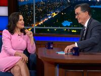 Michigan Gov. Gretchen Whitmer and Stephen Colbert.