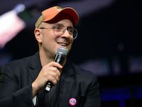 Steve Burns speaks onstage during the Steve from "Blue's Clues" panel at 2022 Los Angeles Comic Con at Los Angeles Convention Center on December 03, 2022 in Los Angeles, California.