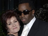 Sharon Osbourne and Diddy at a Grammy party.