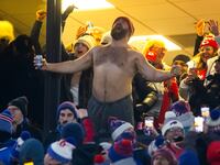 Jason Kelce reacts after the Kansas City Chiefs score against the Buffalo Bills.