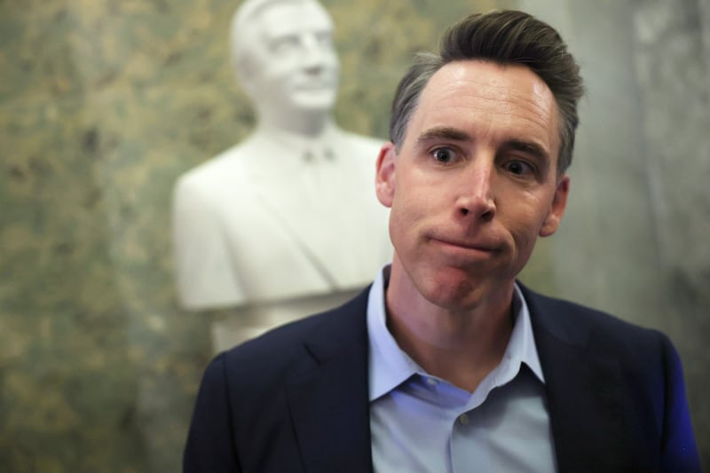 Josh Hawley (R-MO) speaks to reporters during a vote at the U.S. Capitol Building on October 27, 2025 in Washington, DC. The federal government shutdown has entered its 27th day.