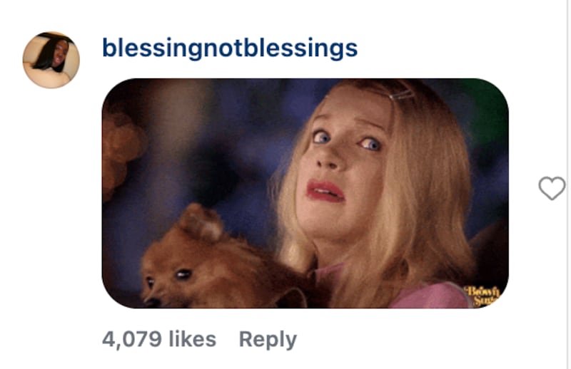 An Instagram user comments a gif from the film ‘White Chicks’ on Madonna’s lack of clothing in a 2026 video of her leaving her hotel in Paris.