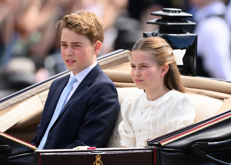 Prince George of Wales and his younger sister, Princess Charlotte, rode in the Ascot Landau for the ceremonial occasion.
