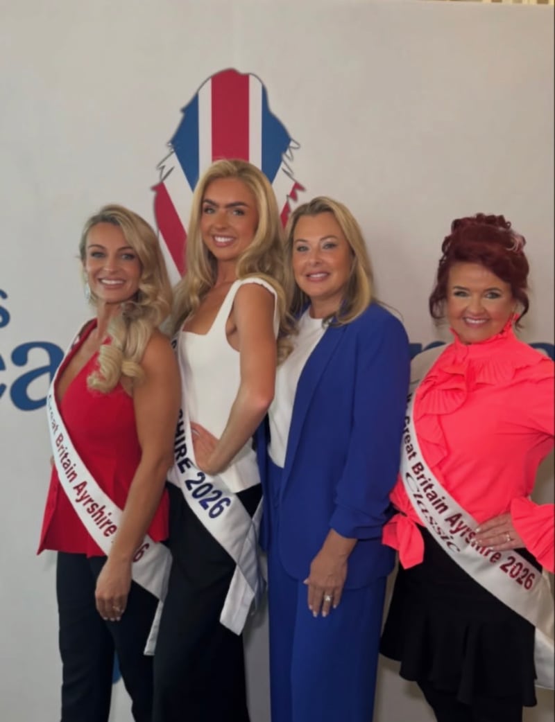 Ann Marie Harper poses with the other
Miss Great Britain Ayrshire finalists on Oct. 14 before heading to the Miss Great Britain competition in Leicester, England.