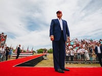 Former President Donald Trump speaks at a rally in Las Vegas.