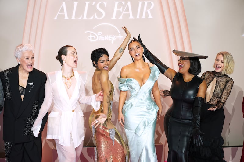 PARIS, FRANCE - OCTOBER 21: Glenn Close, Sarah Paulson, Teyana Taylor, Kim Kardashian, Niecy Nash-Betts, and Naomi Watts attend the "All's Fair" Disney+ Premiere at Maison de La Chimie on October 21, 2025 in Paris, France.