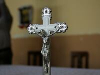 A crucifix on an altar