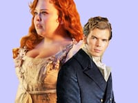 A photo illustration of Nicola Coughlan and Luke Newton