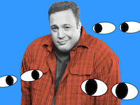 A gif of Kevin James with illustrated around him