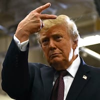President Donald Trump gestures after speaking at a midterm campaign rally at Shoemaker Center in Chillicothe, Ohio on October 28, 2026.