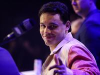LOS ANGELES, CALIFORNIA - MAY 14: Julio Cesar Chavez Jr poses for a photo at a press conference ahead of his fight against Jake Paul at The Avalon on May 14, 2025 in Los Angeles, California. (Photo by Cris Esqueda/Golden Boy/Getty Images)
