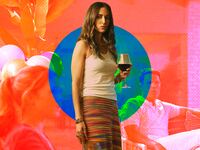 A photo illustraiton of Alison Brie on Apples Never Fall.