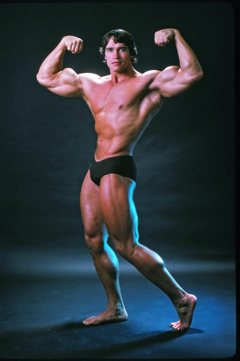 Arnold Schwarzenegger showing his form in 1976.