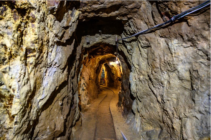A cave tunnel inside the Mollie Kathleen Gold Mine.