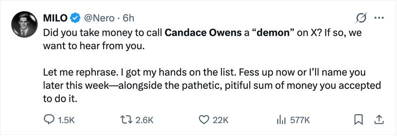 Yiannopoulos, a known provocateur, claims to have the receipts....