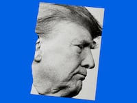 Photo illustration of Donald Trump on a ripped piece of paper