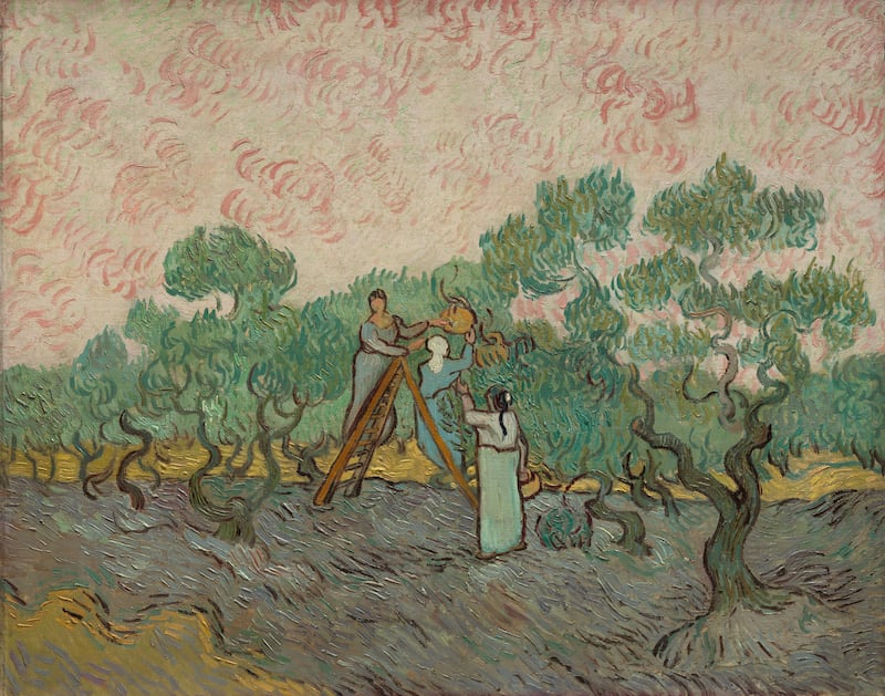Women Picking Olives, 1889. Artist Vincent van Gogh.