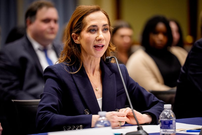 Comedy writer and children's book author Bess Kalb speaks during a hearing on Capitol Hill on February 23, 2026 in Washington, DC. House Judiciary Committee Democrats are holding a hearing titled "Silencing Dissent: The First Amendment Under Attack" in the Rayburn House Office Building.