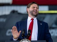 US Vice President JD Vance speaks about tax cuts and support for law enforcement at ConcordÐPadgett Regional Airport on September 24, 2025, in Concord, North Carolina. (Photo by Alex Brandon / POOL / AFP) (Photo by ALEX BRANDON/POOL/AFP via Getty Images)