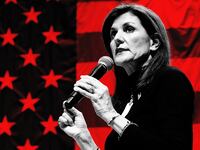 A illustration including a photo of Nikki Haley