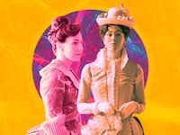 A photo illustration of Carrie Coon and Kelley Curran.