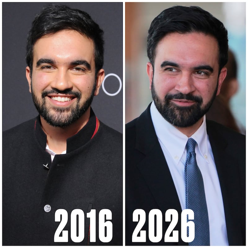 Zohran Mamdani in 2016 and 2026.