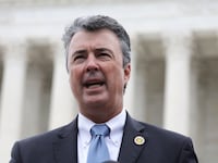 Attorney General of Alabama Steve Marshall speaks to members of the press after the oral argument of the Merrill v. Milligan case at the U.S. Supreme Court on October 4, 2022 in Washington, DC.