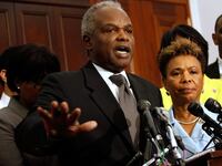 Congressional Black Caucus member Rep. David Scott (D-GA) (C) addresses a news conference about health care reform with Chair Rep. Barbara Lee (D-CA) (2nd R), Sen. Roland Burris (D-IL) (L) and other members at the U.S. Capitol September 9, 2009 in Washington, DC. Lee said the caucus expects President Barack Obama to show support for a "robust" public option during his speech to Congress tonight.