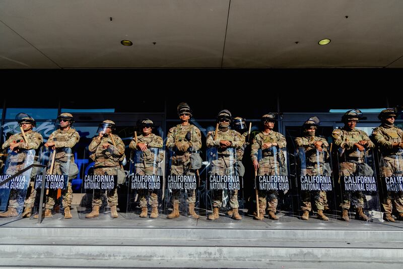 The National Guard protects the Federal Building in Downtown LA on June 10, 2025.